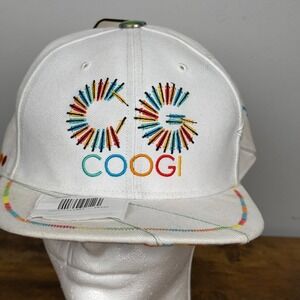Coogi White Snapback Hat Multicolor Embroidered CG Logo Flat Brim Size 8 Cap‎